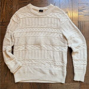 J. Crew Men's Textured Cream Crewneck Sweater